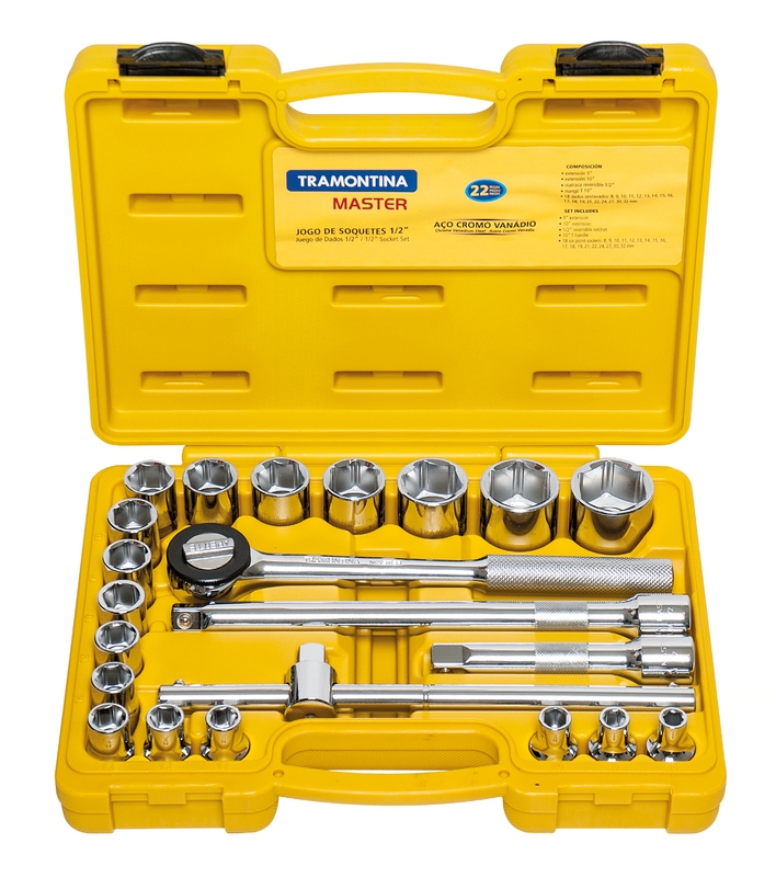 MALETÍN TUBOS HEXAGONALES Y ACCESORIOS1/2 22PZS - 43610022